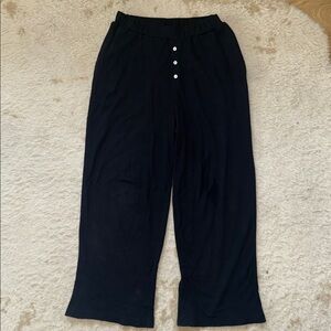 Anthropologie Black Knit Wide-Leg Pajama Pants